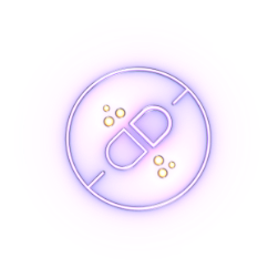 Icon showing a capsule with a line through it, advising that capsules should not be opened, crushed, or chewed.