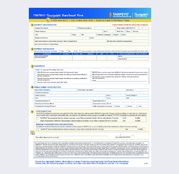 An image of the TAPPEYO enrollment form, used to help healthcare providers start their patients on TAPPEYO.